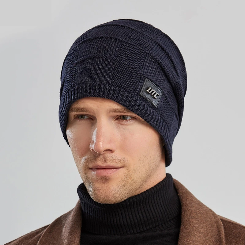 

Autumn Winter Hat Knitted Outdoor Hat Warm Pure Color Hat Men's Wool Hat Ear Protection Warm Cycling Hat Fashion Male Cap