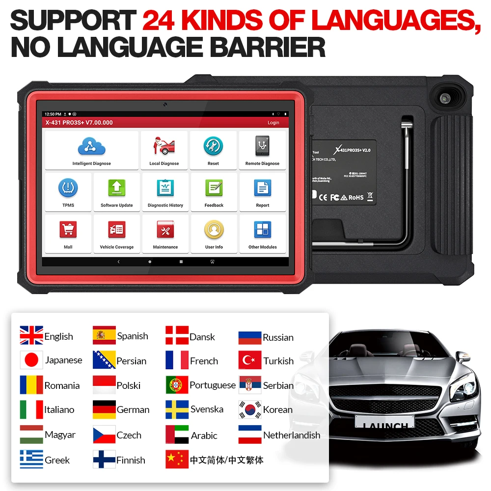 LAUNCH X431 Pro3s + Plus 10 1 &quotАвтомобильный OBD2 диагностический инструмент автомобильный OBD