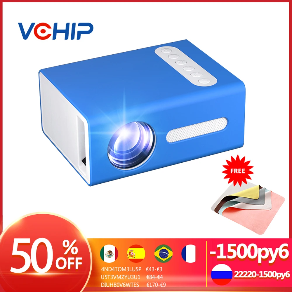 

Светодиодный мини-проектор VCHIP ST300, полный проектор, поддержка 1080P, совместимый с USB, аудио, портативный домашний медиа-видеоплеер