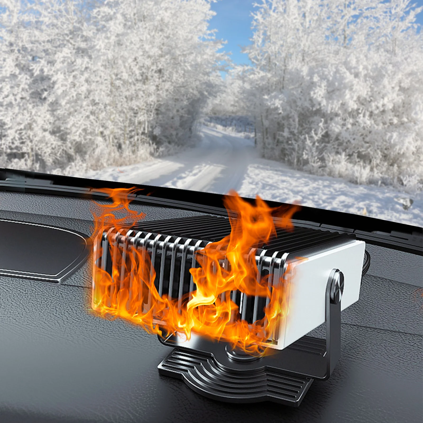 

Car Heater 12/24V Portable 360 Adjustment 4 In 1 Auto Electric Heater Cooling Fan Air Purifier Windscreen Defogging Defrost