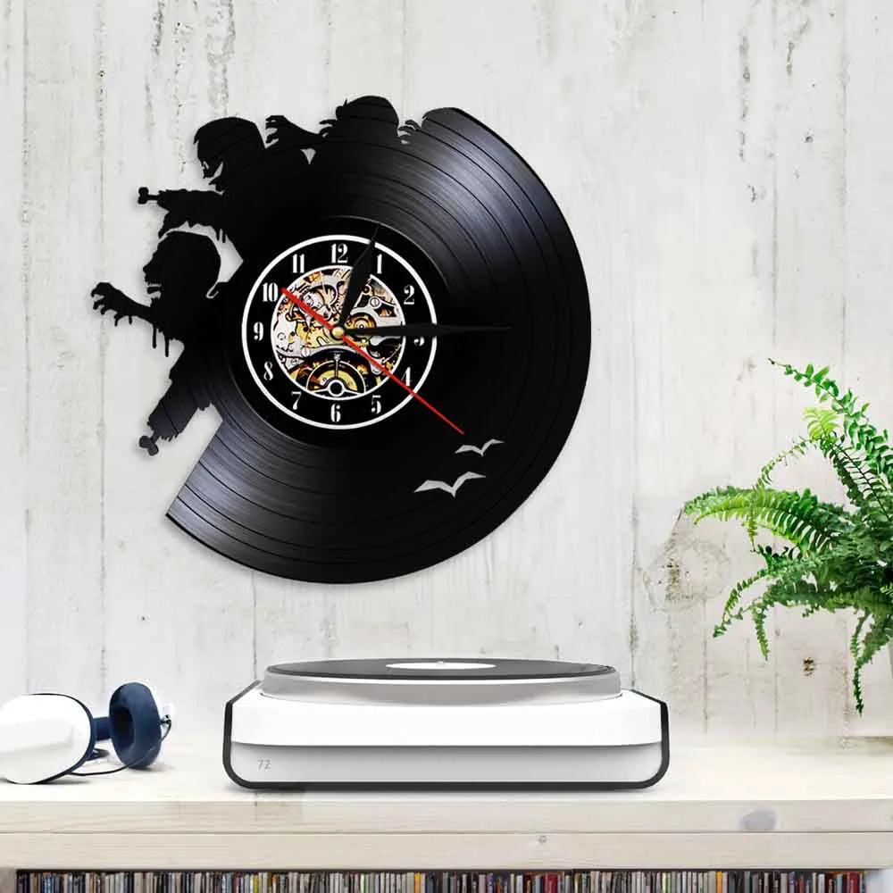 Настенные часы с имитацией зомби винтажные виниловые пластиной LP Настенный
