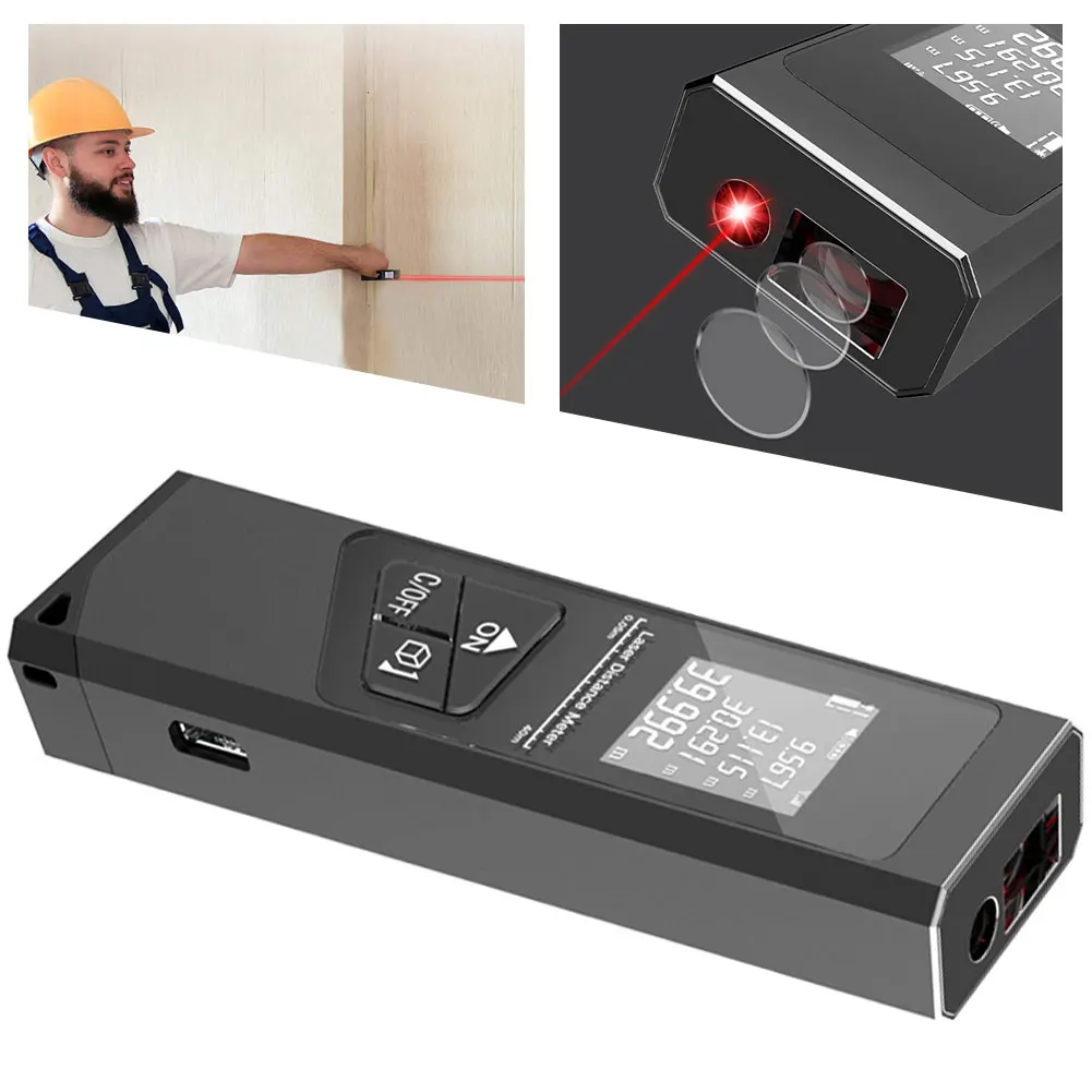 

Laser Distance Meter 40m Portable Rechargeable Handle Digital Range Finder With LCD Backlit Multiple Modes Laser Rangefinder
