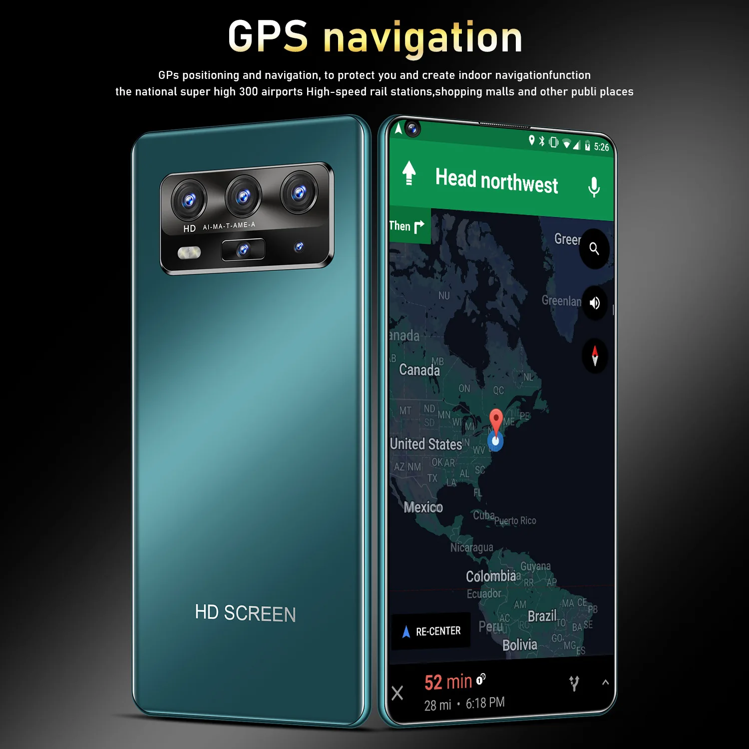 

P50 Pro Smartphone Android 10 12GB+512GB Mobile Phones Face Recognition Fake Fingerprint Unlock Cell Phones Front Rear Camera