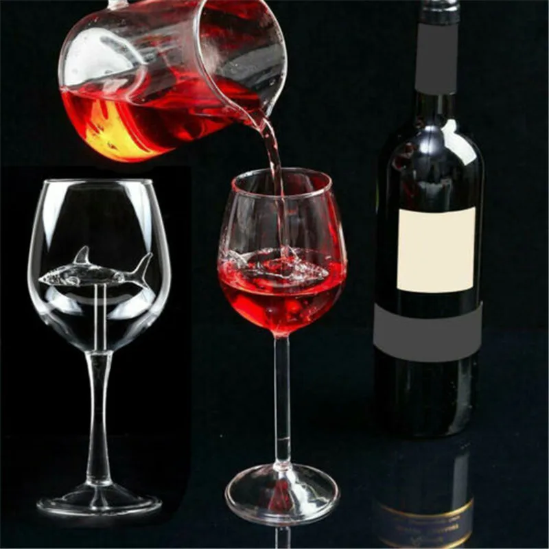 Хрустальный красный бокал для вина в форме акулы вставная винная бутылка
