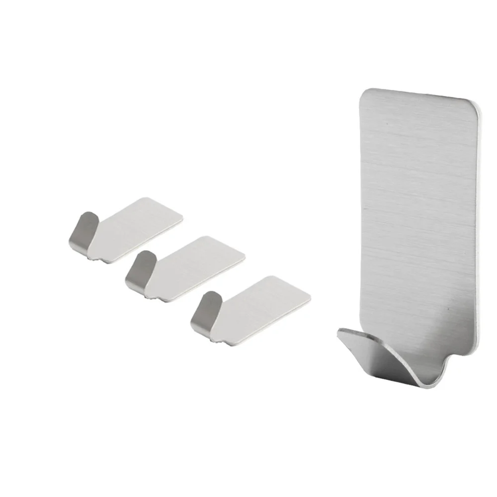 

8 Pcs/Set Bathroom Hooks Self Adhesive Strong Sticking Hook Wall Hanger Punch Free Stainless Steel Hanging Hooks Home Supplies