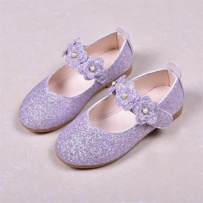 Новинка 2020 года обувь принцессы с блестками и цветами для девочек тонкие