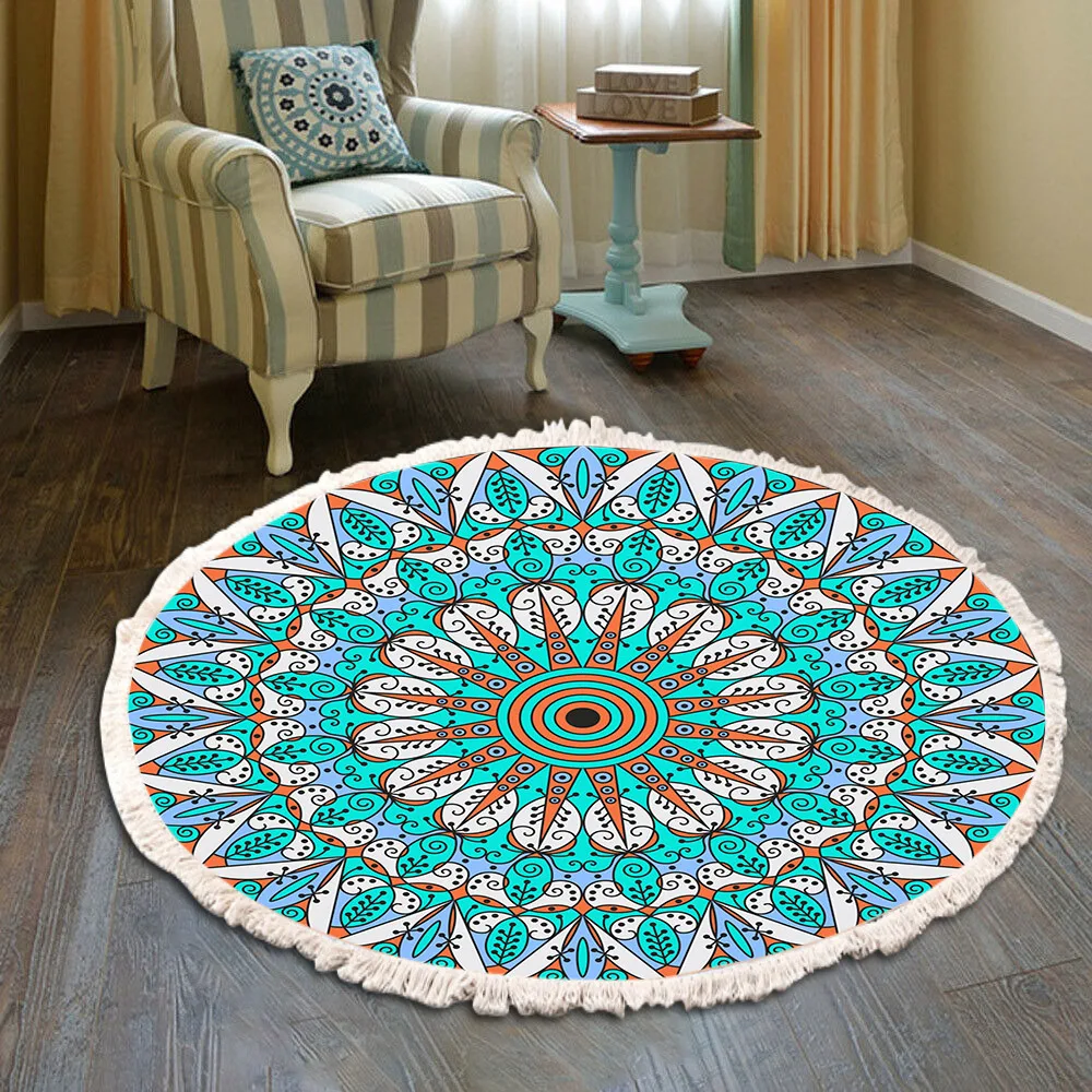 

Moroccan National Customs Round Rug Carpets for Living Room Home Decor Bedroom Floor Mat Mandala Cotton High-quality Carpet