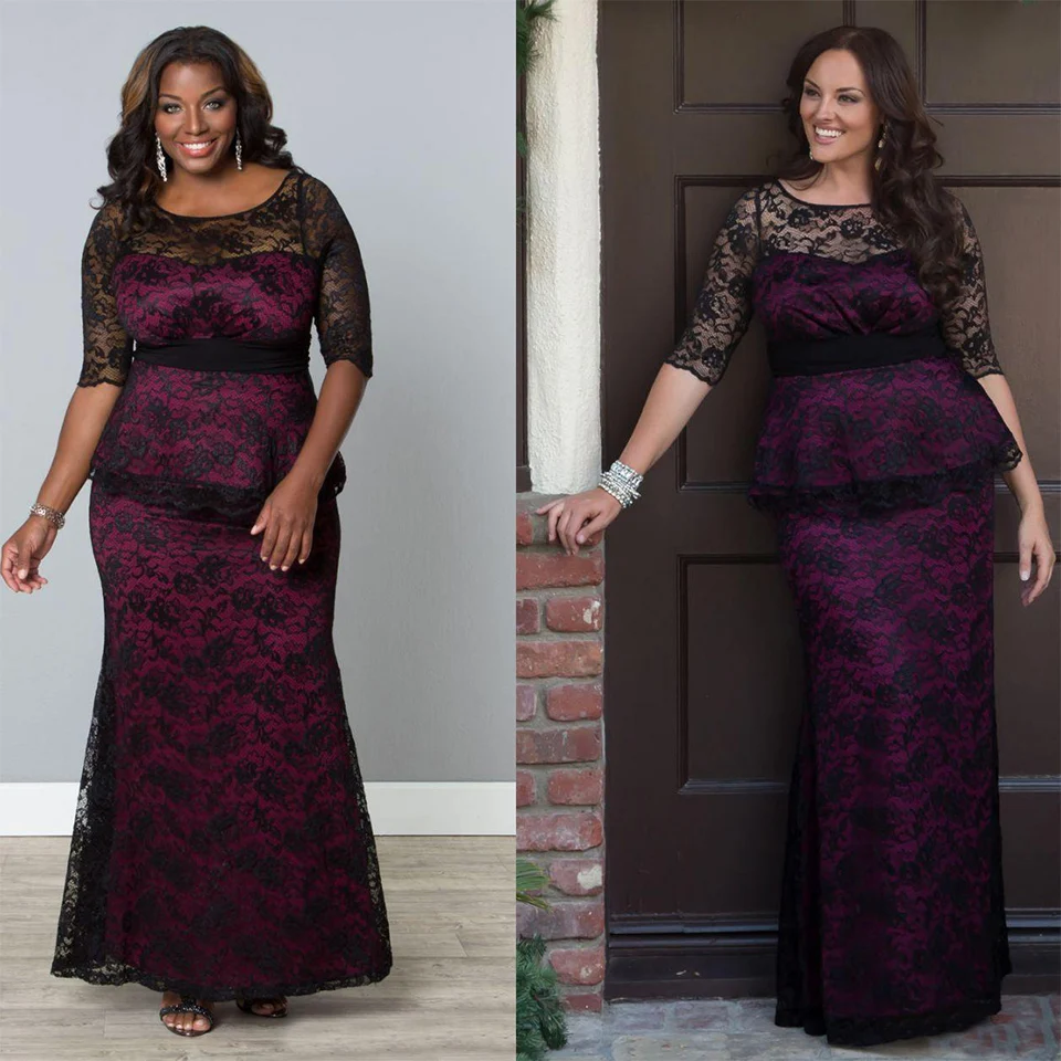 

Черное Кружевное Платье-русалка, платье с полурукавом для выпускного вечера, вечерние платья, официальное платье, платье до пола с глубоким ...