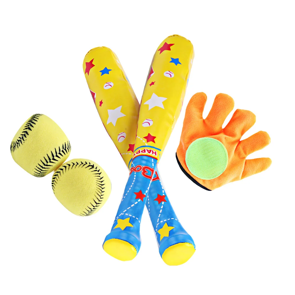 

1 Set/4 Pcs ABS Baseball Kit Baseball for Kids Chindren Outdoor Sports (1 Pc Bat, 1 Pc Hoop and Loop Glove, 2 Pcs Baseball)