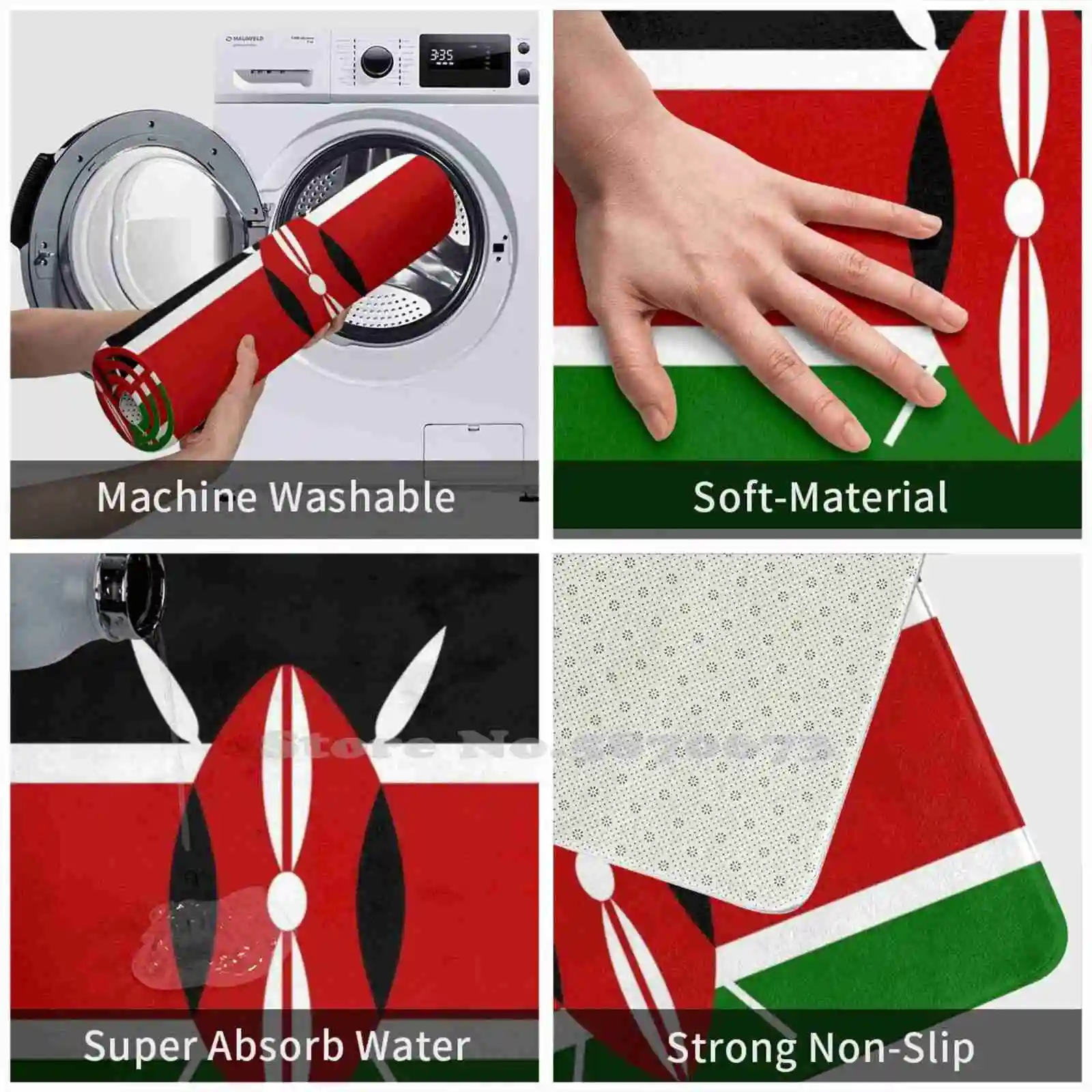 Коллекция кенийских флагов 3D мягкий нескользящий коврик для ног кенийский флаг