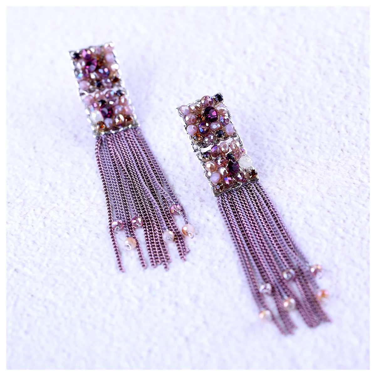 Модные хрустальные серьги гвоздики для женщин и девушек цепи ручной работы с