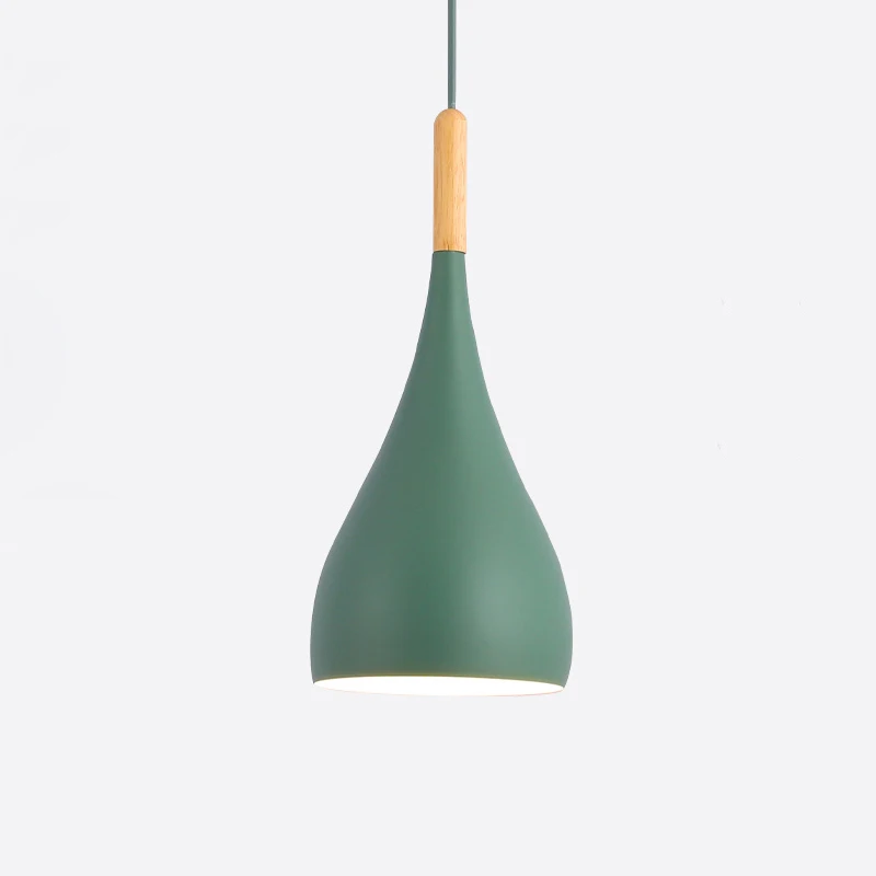 A style green Разноцветный подвесной светильник с блеском, деревянный подвесной светильник для ресторана, кухонный светильник, современный E27 светодиодный подвесной светильник - Цвет корпуса: A style green