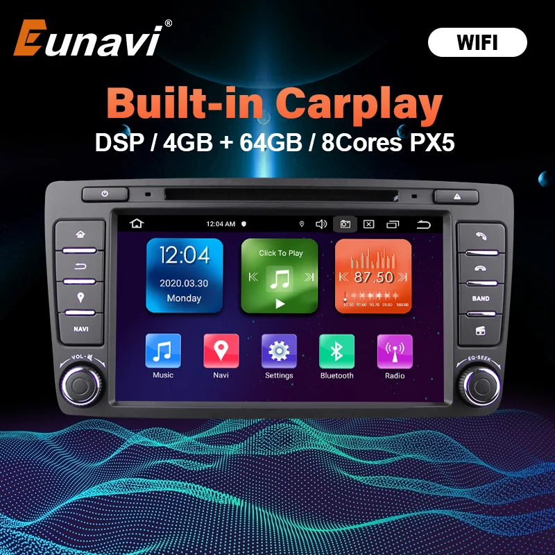 

Eunavi DSP 4G Android 10 Car Radio DVD Multimedia Player For Skoda Octavia A7 2009-2015 Autoradio Audio 2Din Stereo GPS Headunit