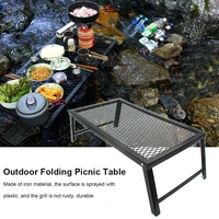 picnic barbeque roll net table folding campfire grill rack heavy duty bbq grill with legs storage support for outdoor camping