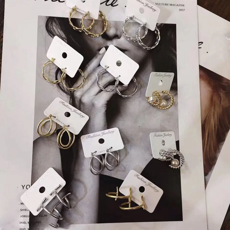 Женские серьги кольца с жемчугом MENGJIQIAO новые дизайнерские металлические