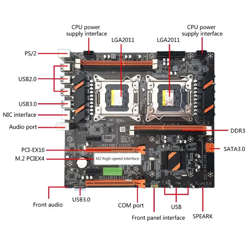 X79 двойной процессор LGA2011 материнская плата E5 4 * DDR3 DIMM настольный компьютер