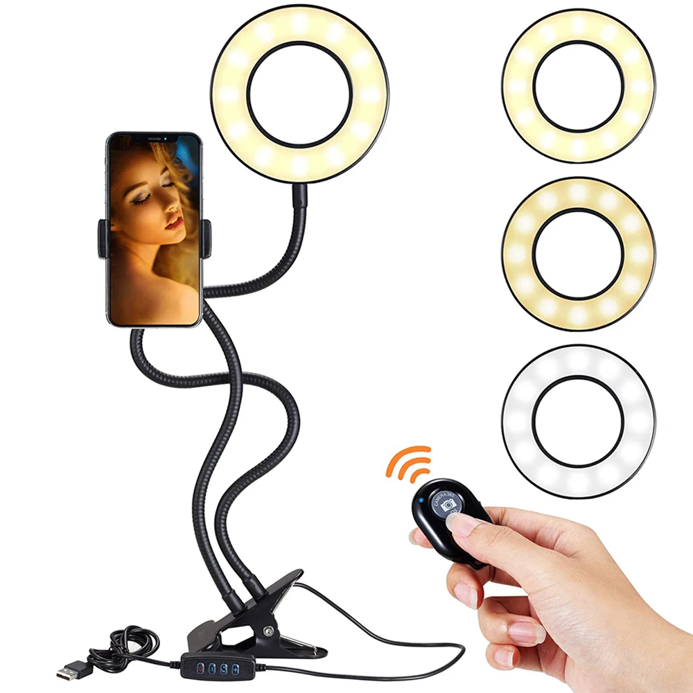 

Suntech кольцевой светильник, 4 дюйма видео светильник с регулируемой яркостью, USB, светодиодный селфи кольцо лампа, освещение для фотосъемки св...