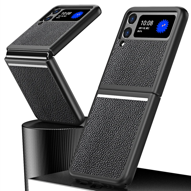 

PU Leather Case For Samsung Galaxy Z Flip3 5G Case Cover Plastic Frame Hard Shockproof Case for Galaxy Z Flip 3 5G
