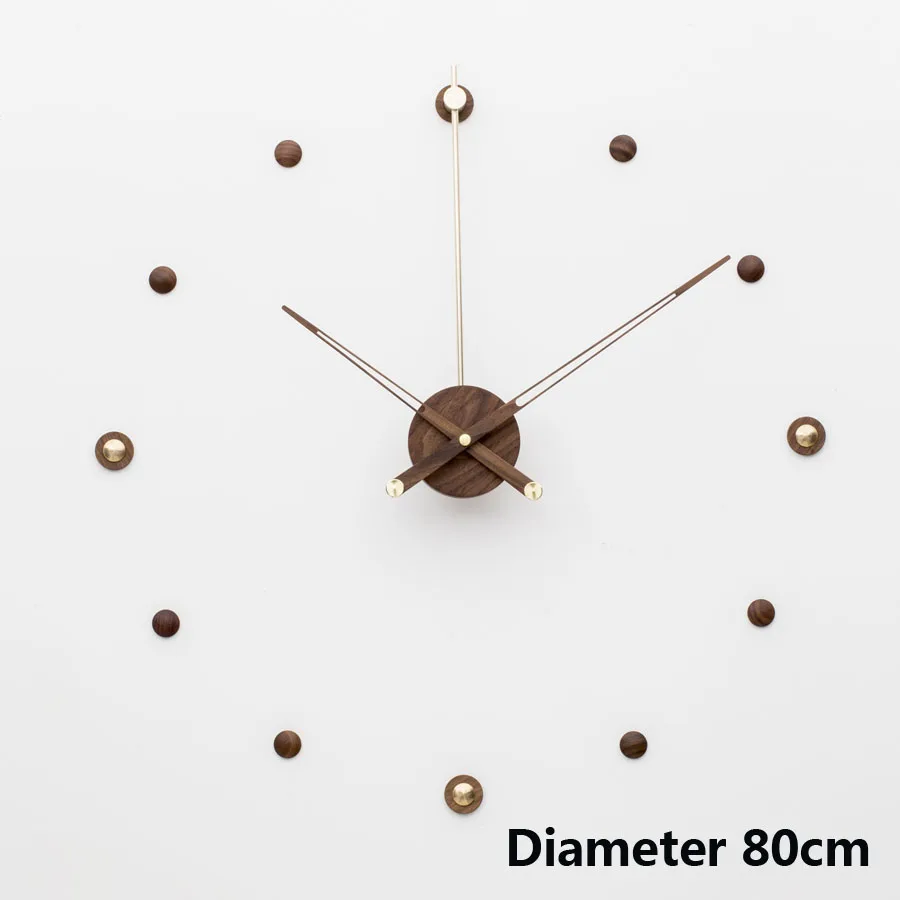 Wooden Diameter 80cm 80 см большие деревянные металлические настенные часы современный дизайн скандинавские украшения гостиной большие DIY часы из наклеек настенные домашние декоративные часы - Цвет: Wooden Diameter 80cm
