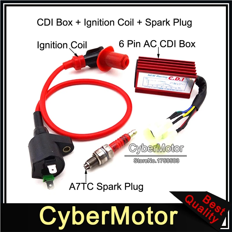 Красная гоночная катушка зажигания AC CDI A7TC Свеча для XR50 XR70 XR80 XR100 CRF50 CRF70 CRF80 CRF100