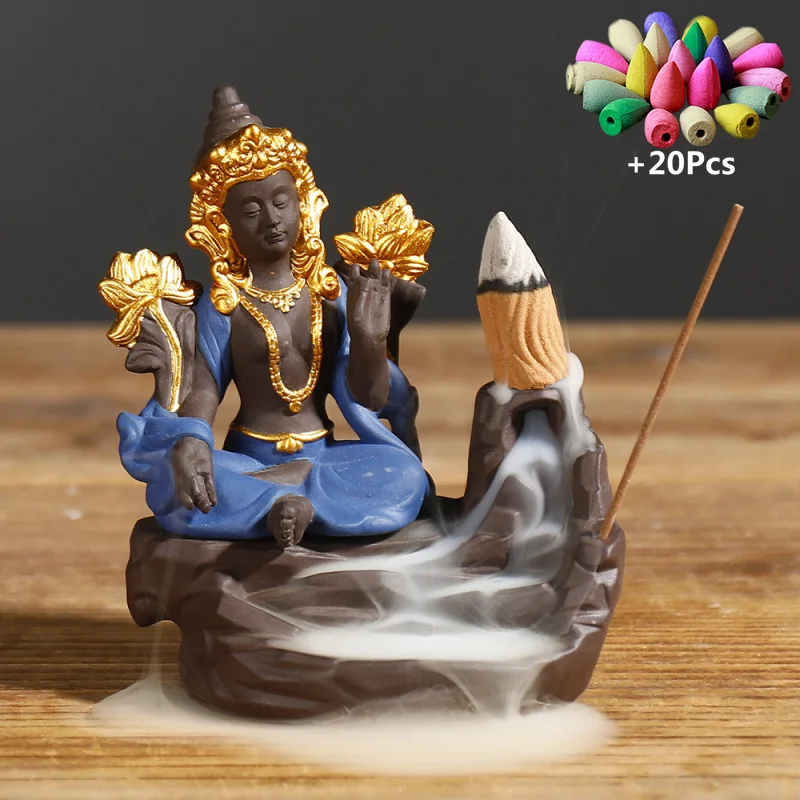 

Handiwork Home Decorate The Statue Of Sakyamuni In India Backflow Incense Burner Purple Clay Incense Stick Holder Ceramic Censer