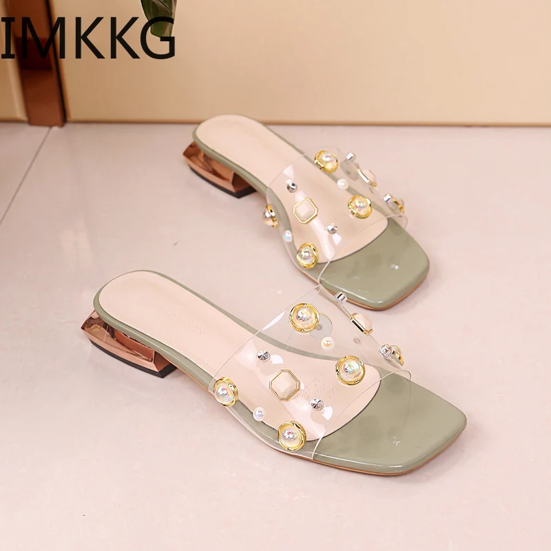 Женские туфли на квадратном каблуке элегантные прозрачные туфли-желе с