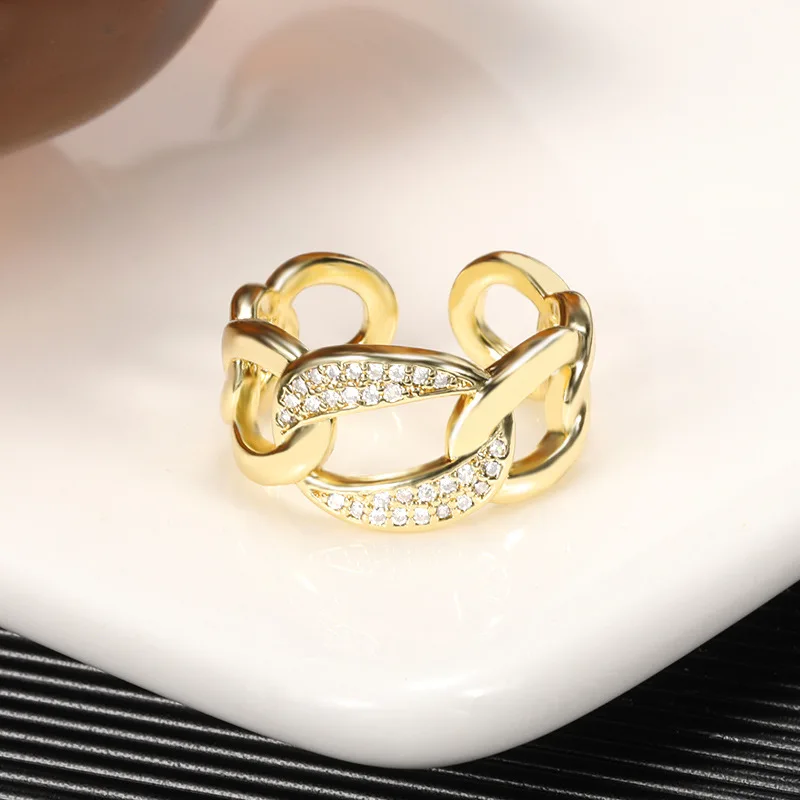 

Роскошные золотистые металлические циркониевые кольца для женщин 2021 винтажное пикантное Открытое кольцо для вечеринок Модное Элегантное ...