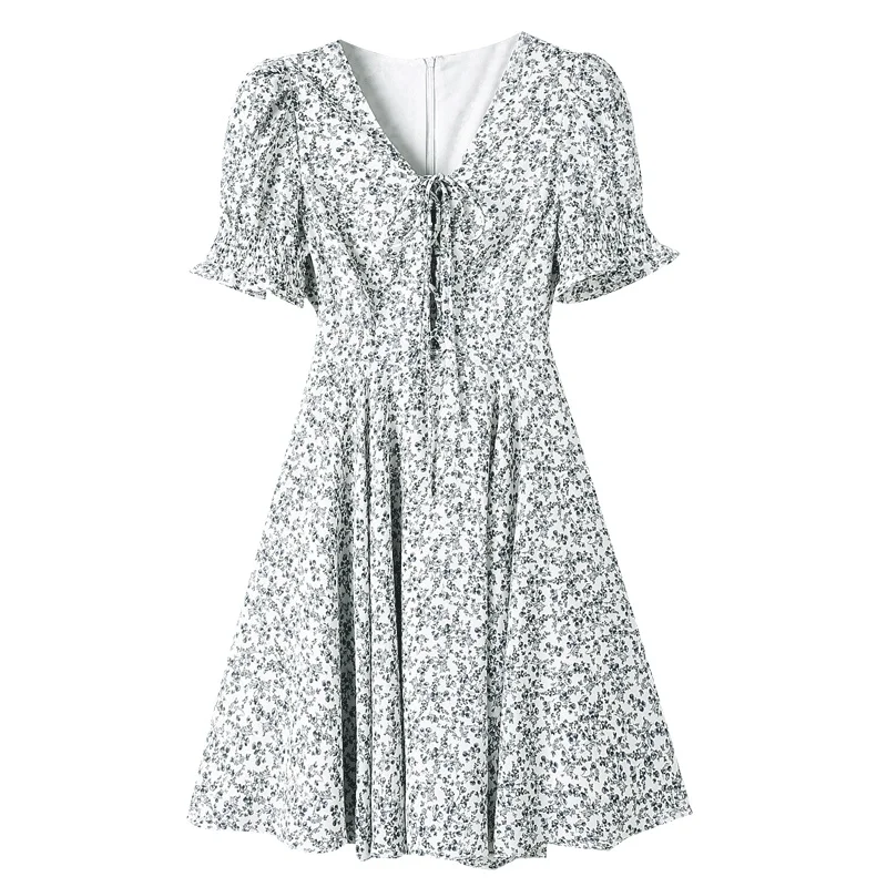 

Summer new little ladies fashion temperament cultivate one's morality show thin French retro floral dress skirt