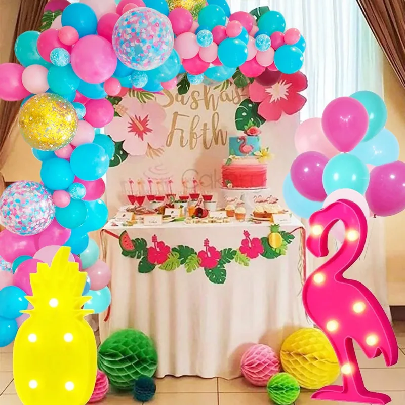 

117pcs Tropical Hawaiian Confetti Balloon Garland Arch Kit Balloon Chain Summer Hawaiian Wedding Birthday Party Decor Supplies