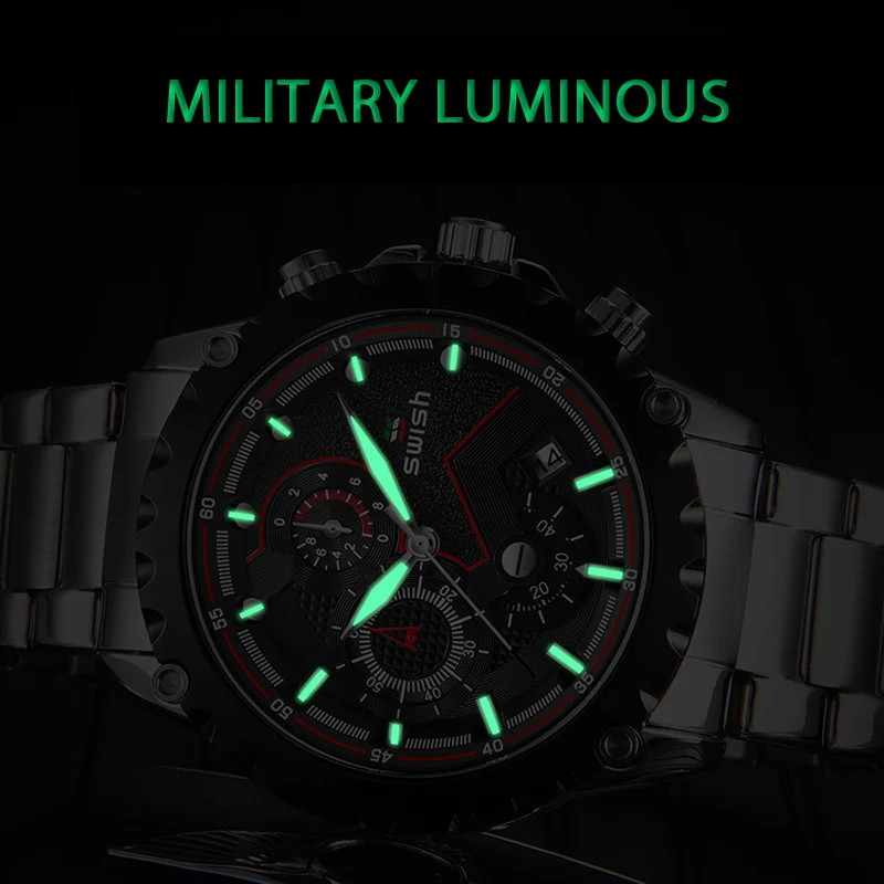 Мужские наручные часы SWISH роскошные брендовые деловые кварцевые из нержавеющей