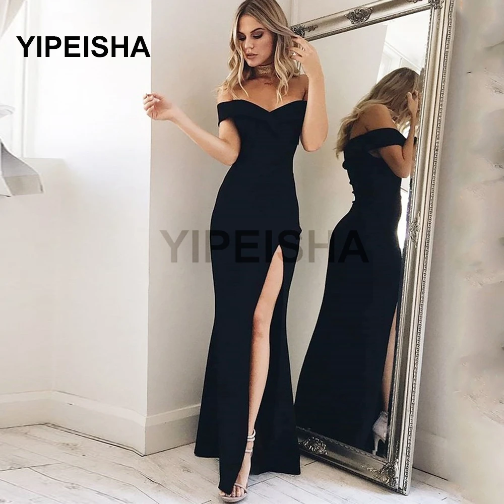 

2021 Sexy New Sweethert Off-The-Shoulder Evening Dresses Front High Split Mermaid Backless Prom Party Gown vestidos de fiesta