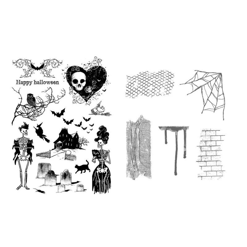 

Halloween Bat Spider Web Silicone Clear Seal Stamp DIY Scrapbooking Embossing Photo Album Decorative Paper Card Craft
