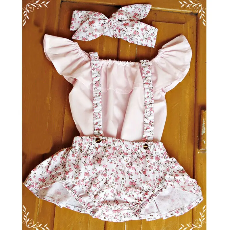 

Newborn Baby Girls Ruffle Tops T-Shirt Floral Tutu Shorts Pants Outfits Summer