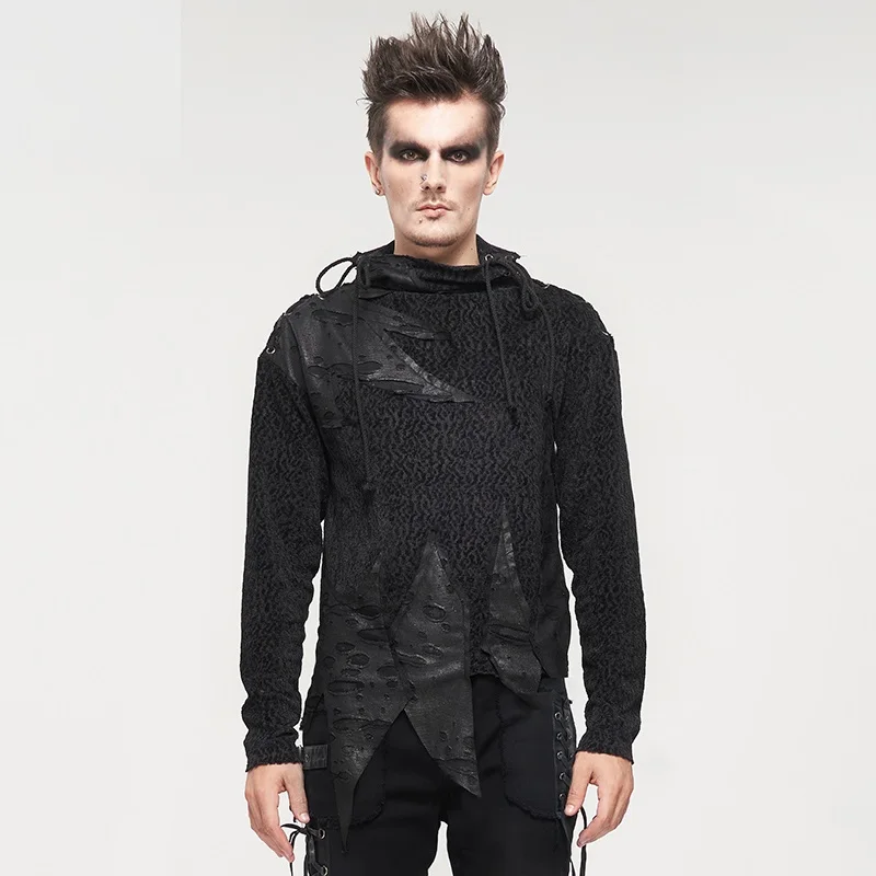 Punk Men's Sexy Turtleneck With Fluff On Both Shoulders