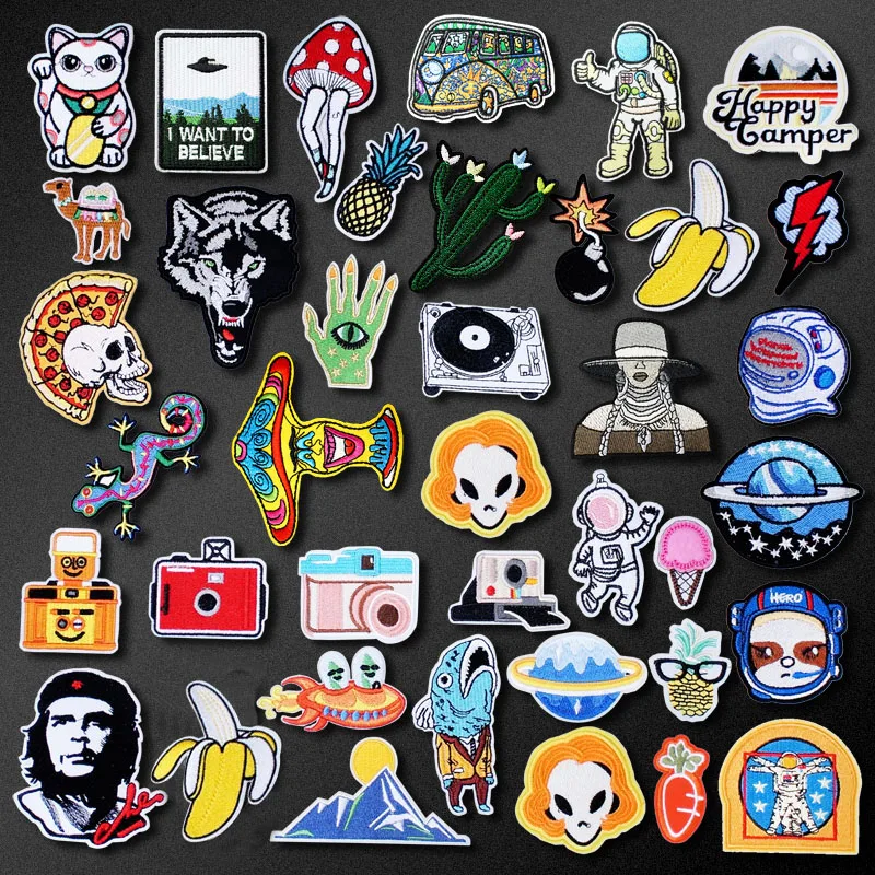 

Bomb Lightning Camera Patch for Clothing Iron on Embroidered Sewing Applique Cute Sew On Fabric Badge DIY Apparel Accessories