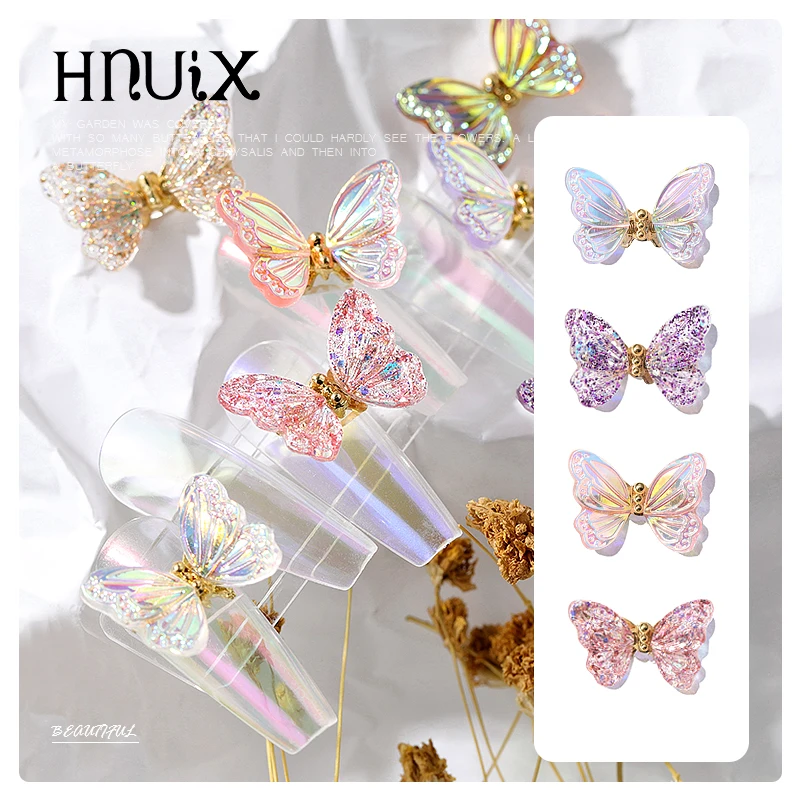 

2PC Aurora Glitter Sequins 3D Butterfly Zircon Nails Rhinestones Jewelry DIY Professional Manicure Nail Art Decorations Tool