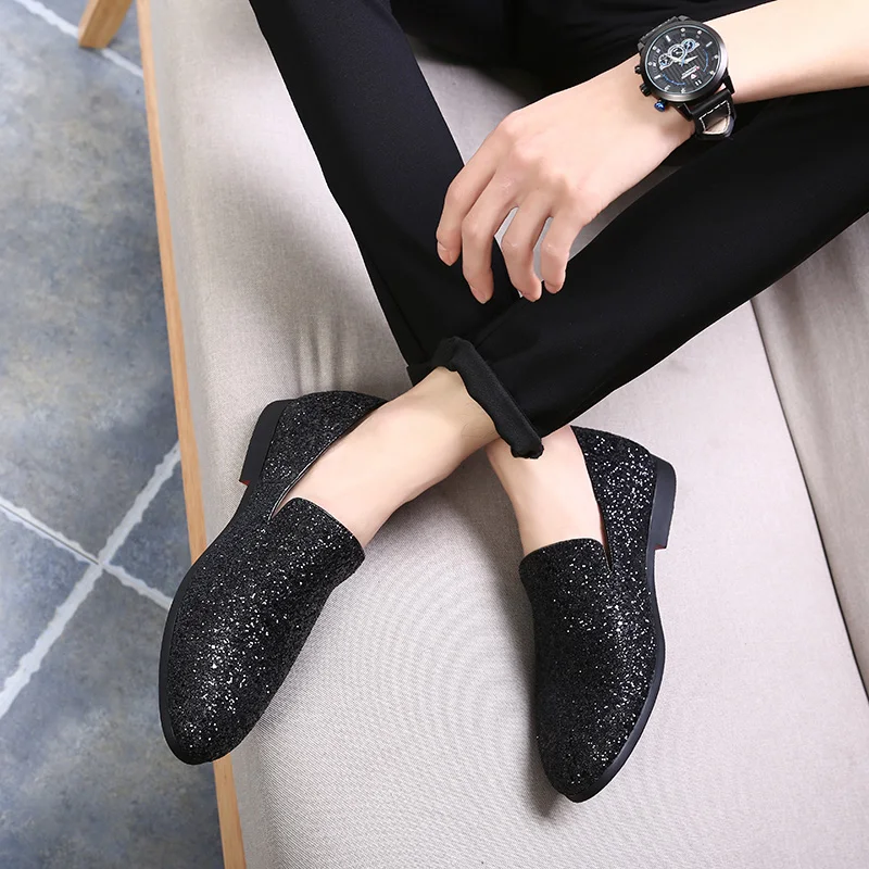Блестящие мужские лоферы Обувь для вечеринок Мужской костюм Size37 48 офисные туфли