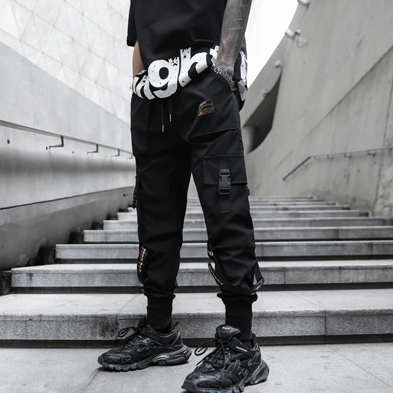 

Hip-Hop Pants Mens Multi-Pocket Casual Black Cargo Pants Male Fashion 2020 New Sweatpants Man Jogger Trousers Youthful Vitality