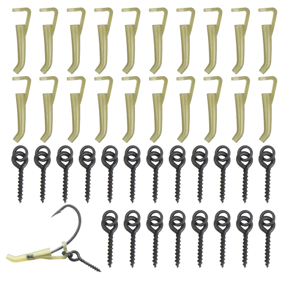 

40pcs Fishing Hook Sleeves Stop Beads Screws Peg Kit Soft Anti-Tangle Tube Spinner Swivels for Carp Fishing Tackle Accessories