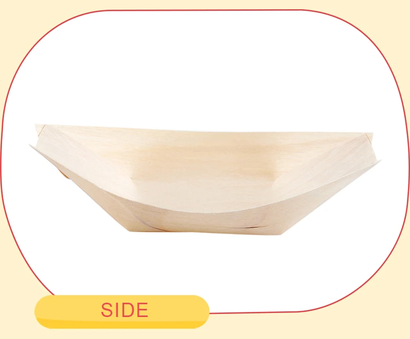 50x finger food- bowls, "boat" biodegradable wood cake tool bar accessory disposable party tableware