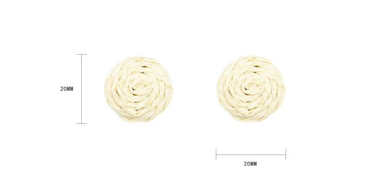 Женские серьги-гвоздики в виде шара из бамбукового ротанга богемном стиле