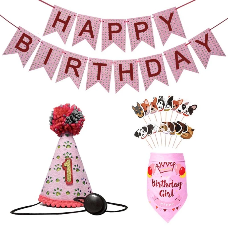Pet баннеры для дня рождения собаки шапки и шарфы набор милая собачка день бандана