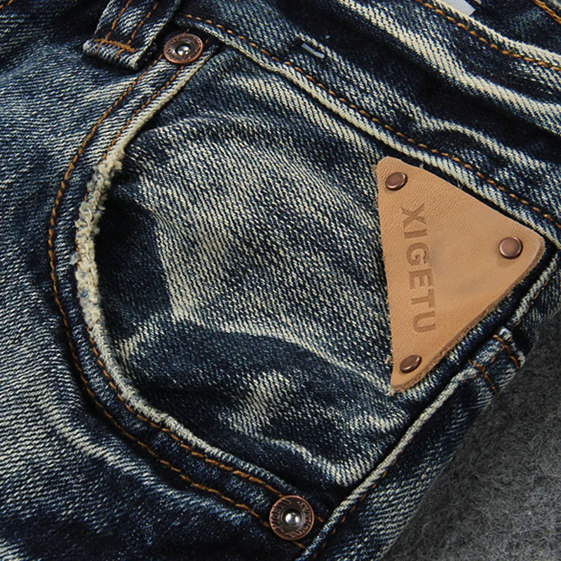 Модные мужские джинсы в итальянском стиле высококачественные облегающие рваные