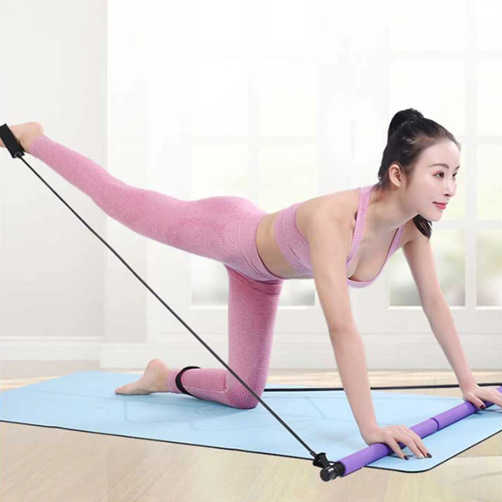 TPE Pilates Exercise Yoga Stick With Resistance Band