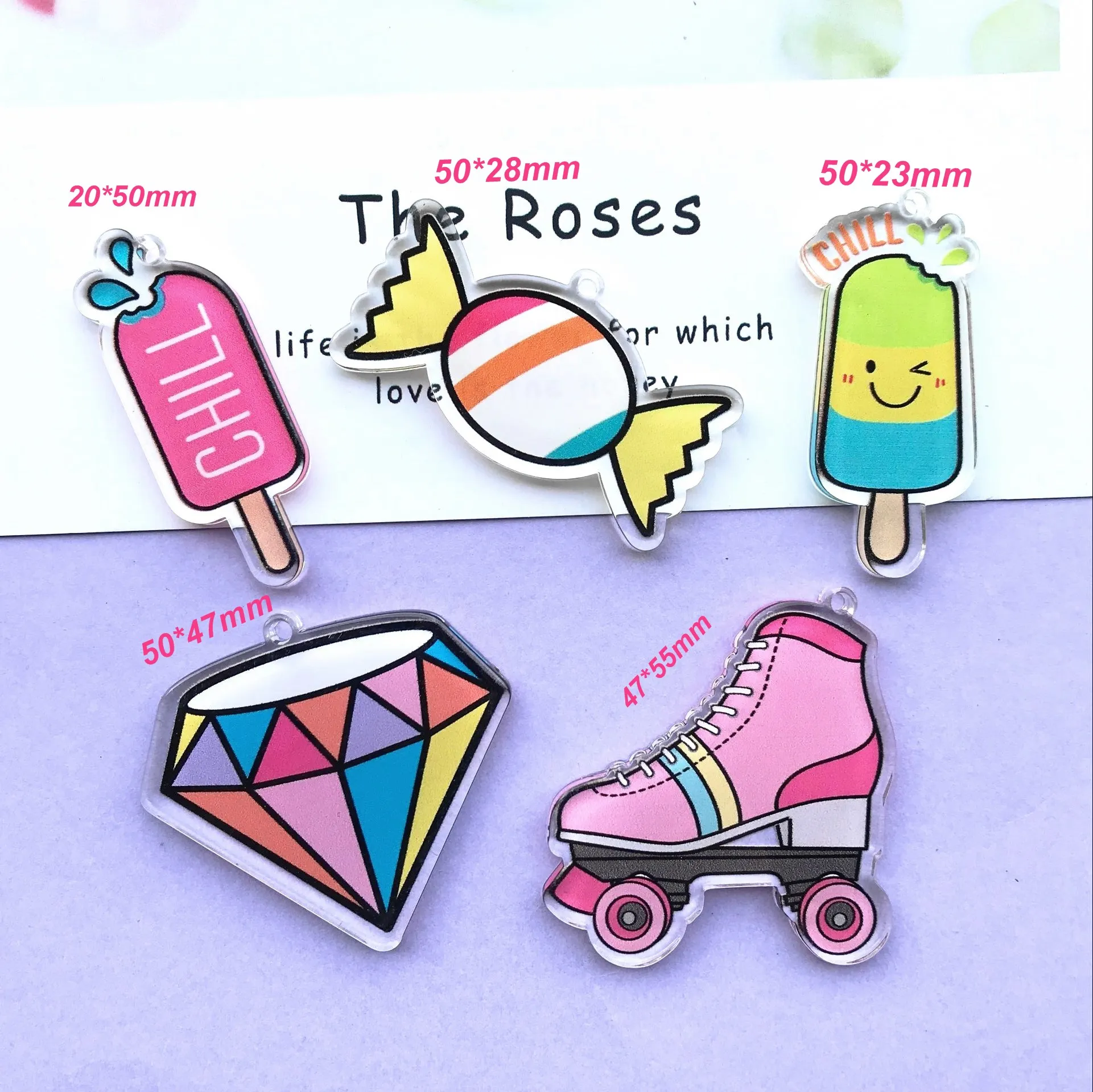 Новая прозрачная акриловая нашивка телефона DIY конфеты коньки с плоской задней