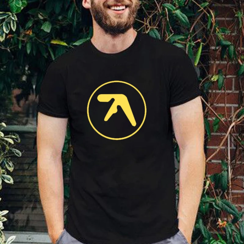 

2021 Hot Sale Aphex Twin Logo Printed T Shirt Music Short Sleeve Male Black White Tops Summer Casual 100% Cotton Hip-hop Tee