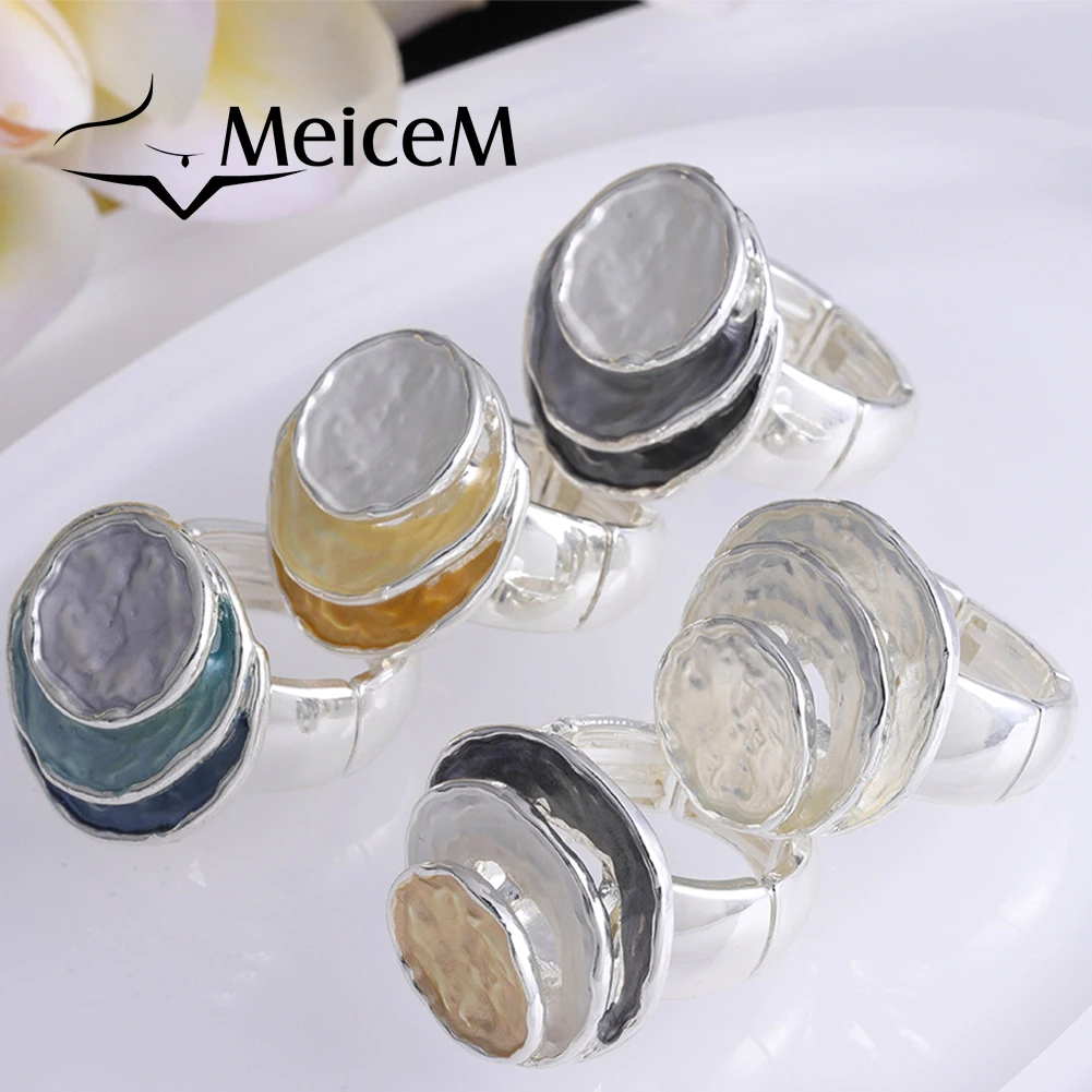 MeiceM 2021 геометрическое кольцо из сплава регулируемое для девочек Креативный