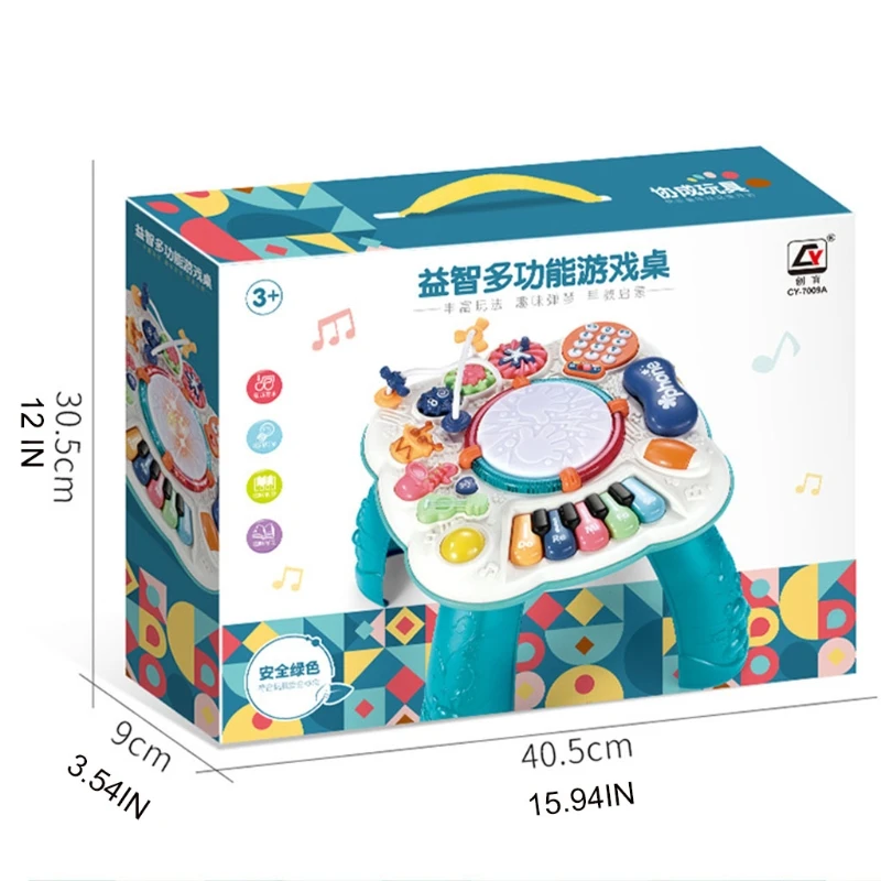 

12.99x12.99x12.59'' Baby Musical Developing Table Multi-Function Educational Table for Kids and 6 to 12 Months Baby