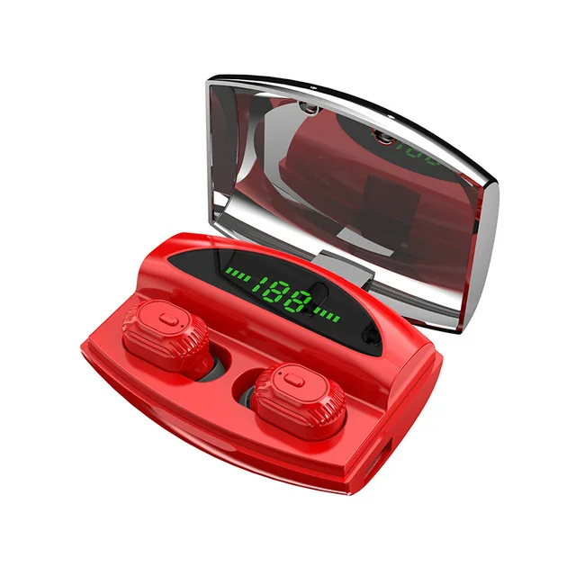 Red XG-20 TWS беспроводные Bluetooth наушники 5,0 8D стерео светодиодный цифровой дисплей зарядка кабина мини невидимая Спортивная гарнитура - Цвет: Red