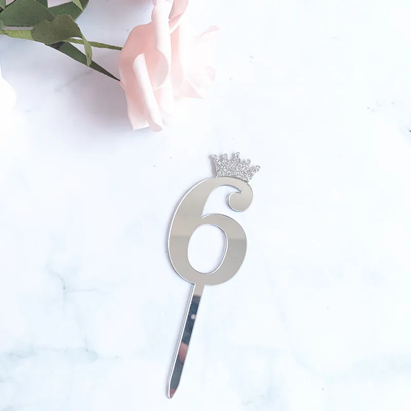 

Gold Silver Wedding Birthday Number Acrylic Cake Topper 0 1 2 3 4 5 6 7 8 9 Cake Insert Kid Girl Boy Baby Party Supplies Decor